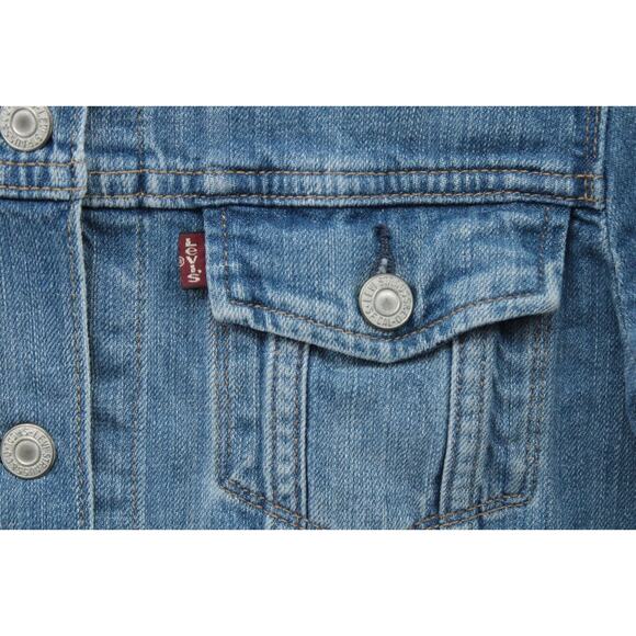 Levi’s Jean Jacket Womens Medium Blue Denim Trucker Levi Strauss - Picture 3 of 7